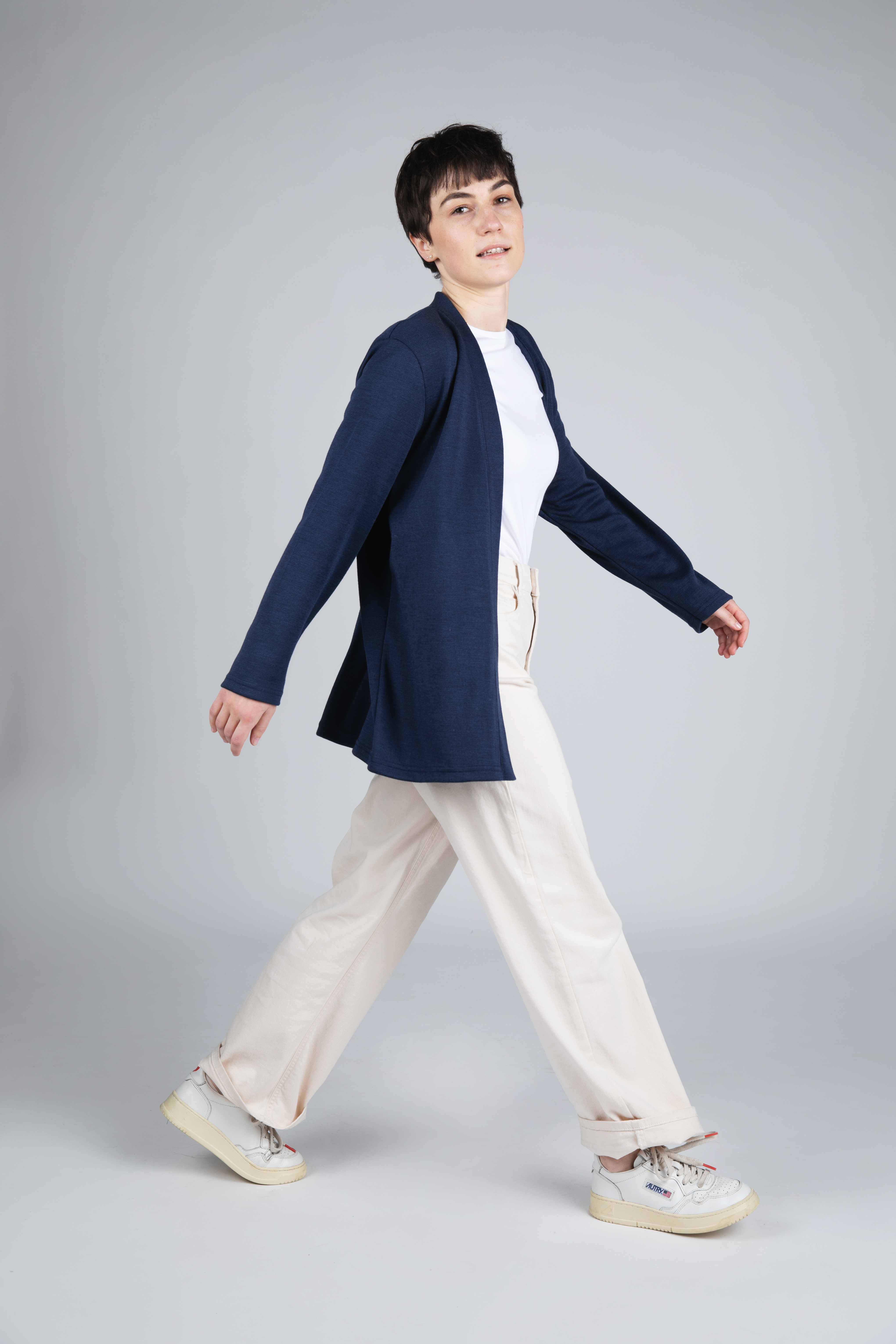 Women's merino wool & silk cardigan, GOTS
