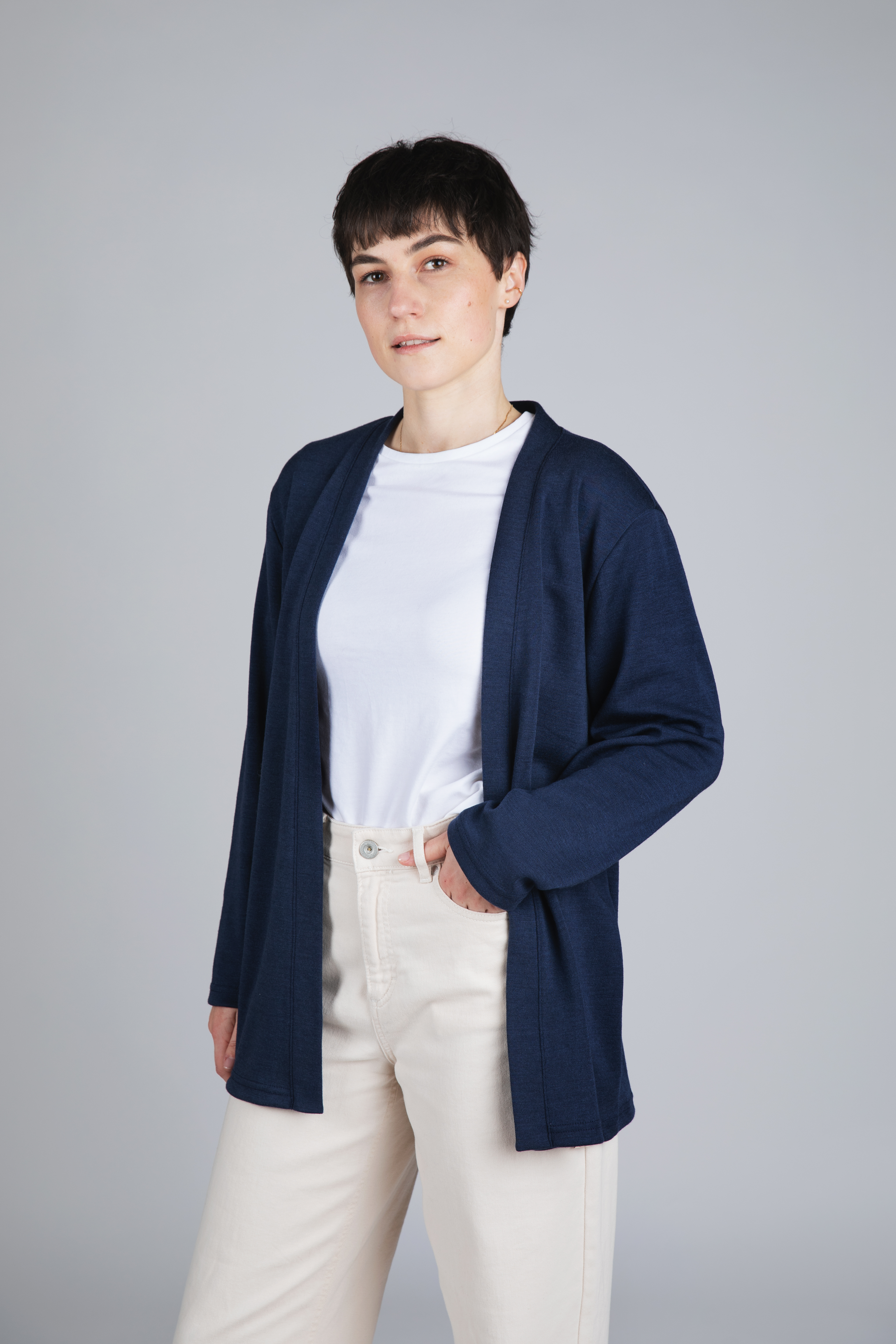 Women's merino wool & silk cardigan, GOTS