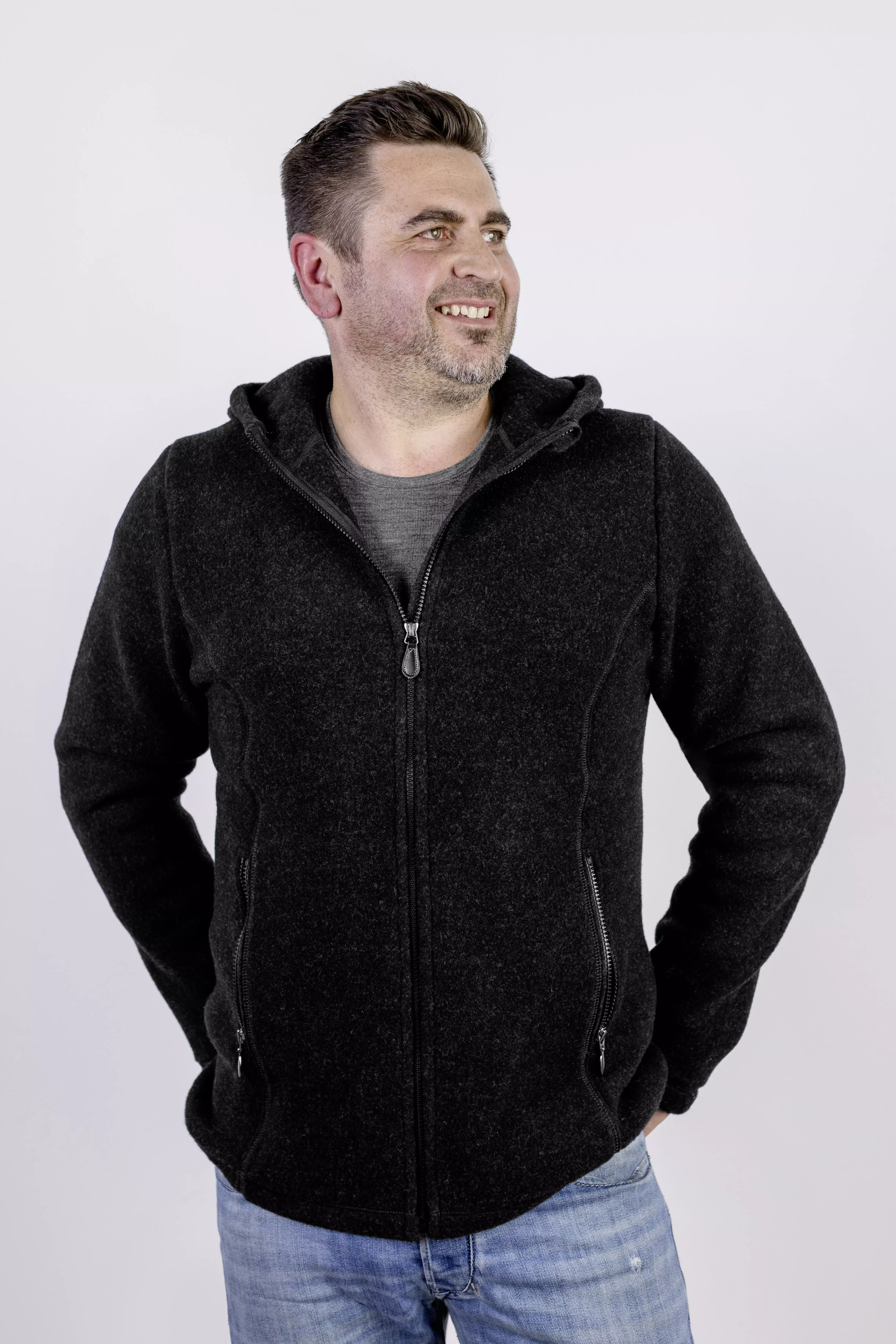 Taillierte Kapuzenjacke Herren aus Merinowolle, IVN BEST