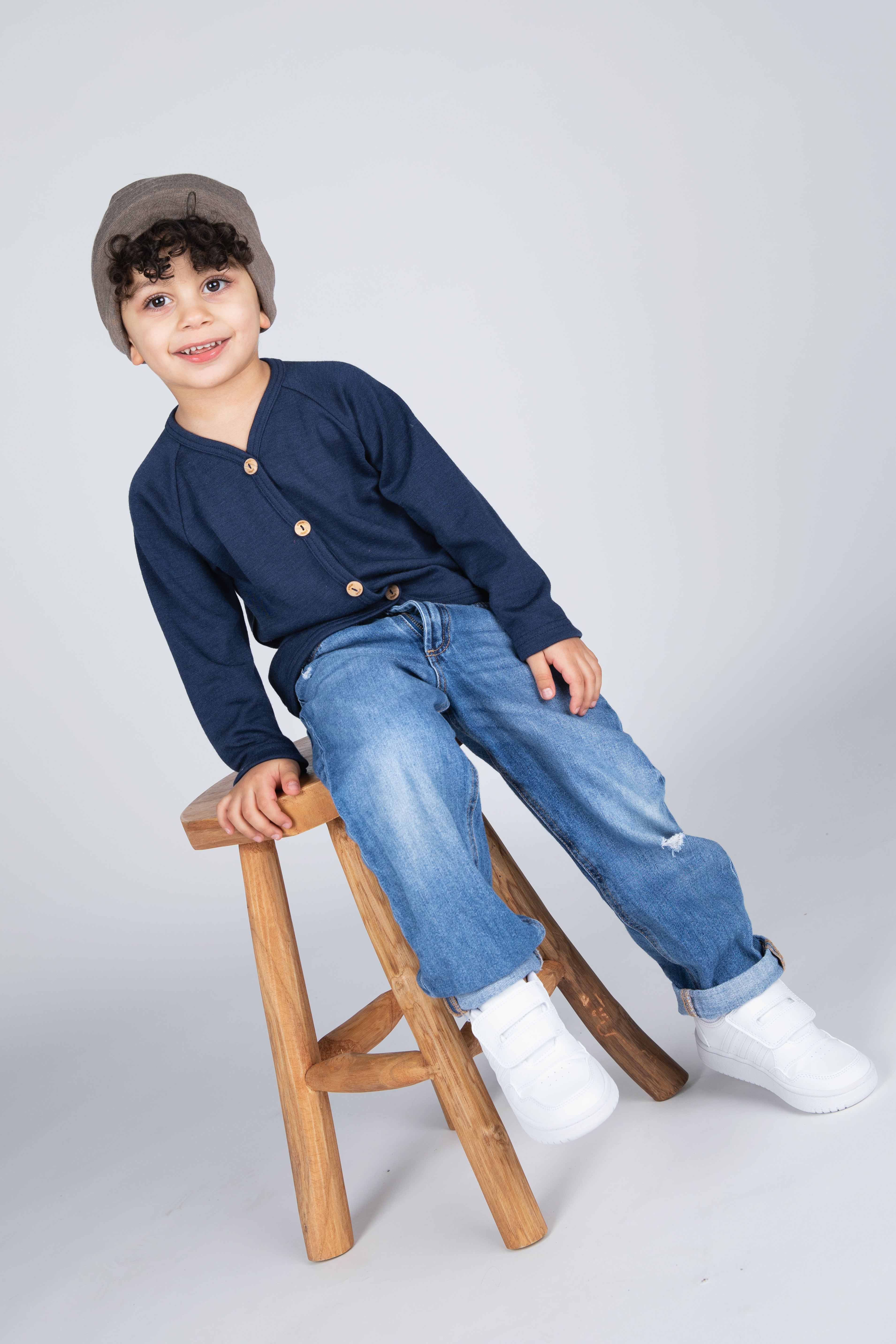 Kids merino wool & silk cardigan, GOTS