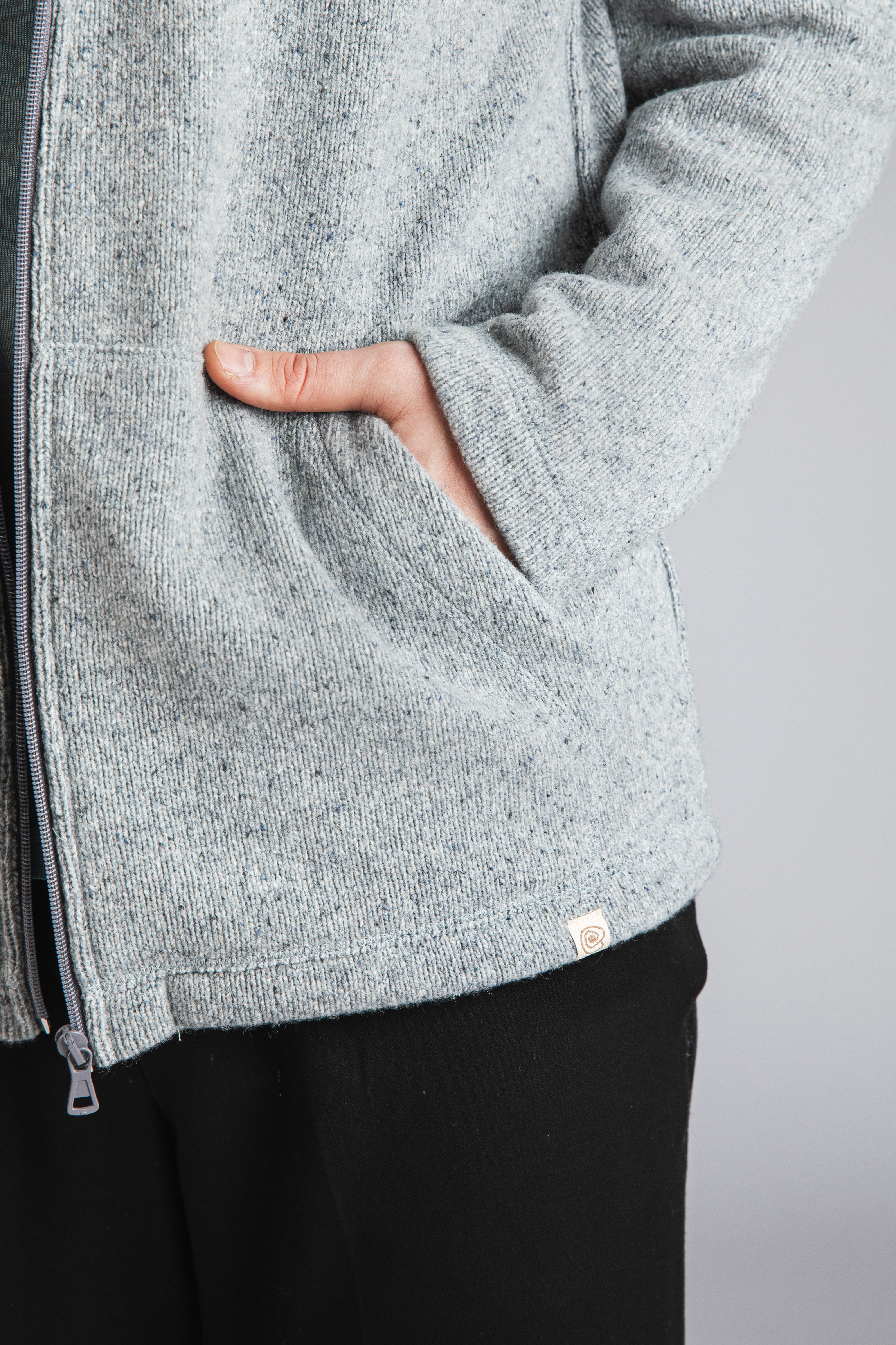 Jacke Herren mit Reißverschluss aus Merinowolle & Seide - Recyclinggarn
