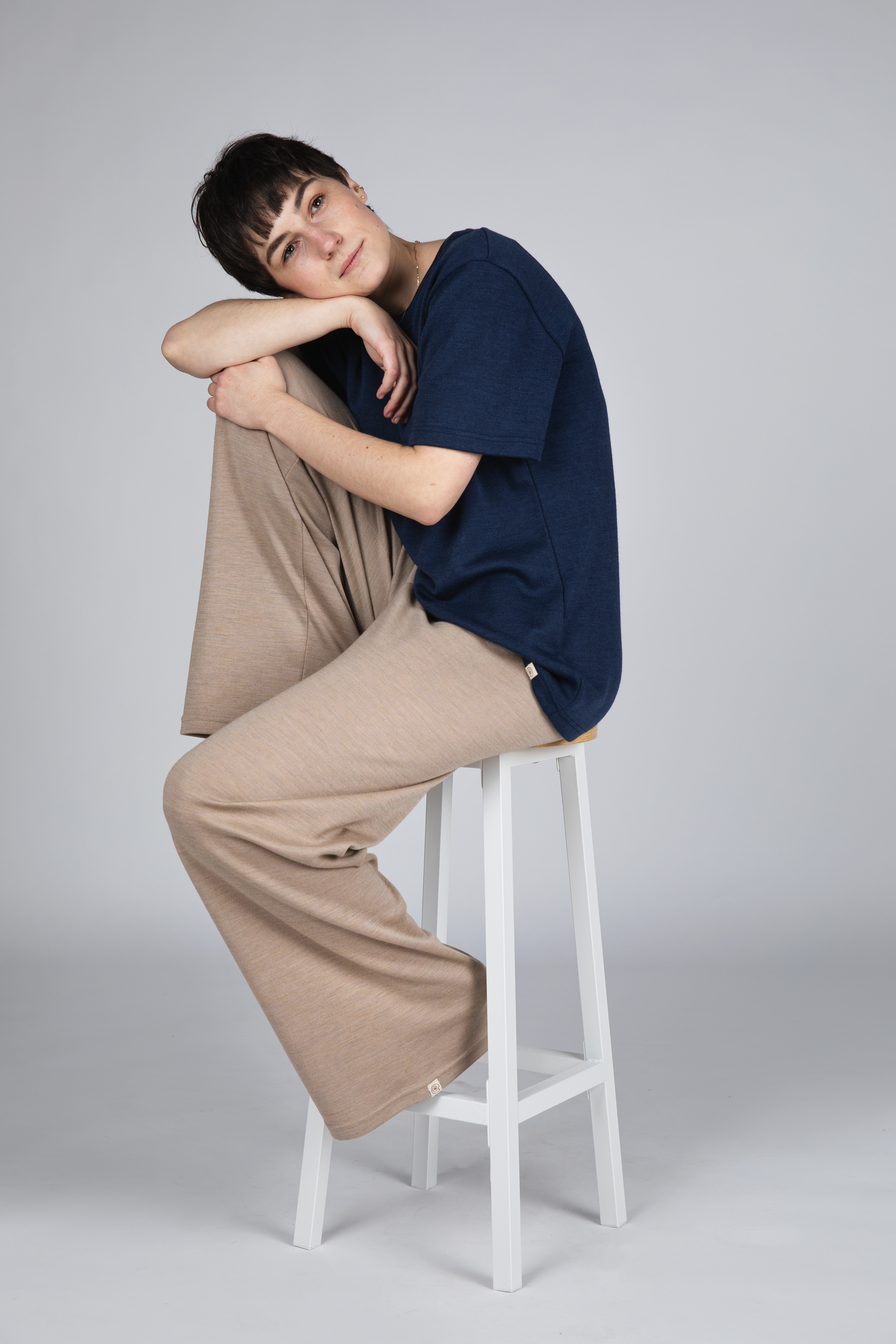 Women's merino wool & silk lounge trousers, GOTS