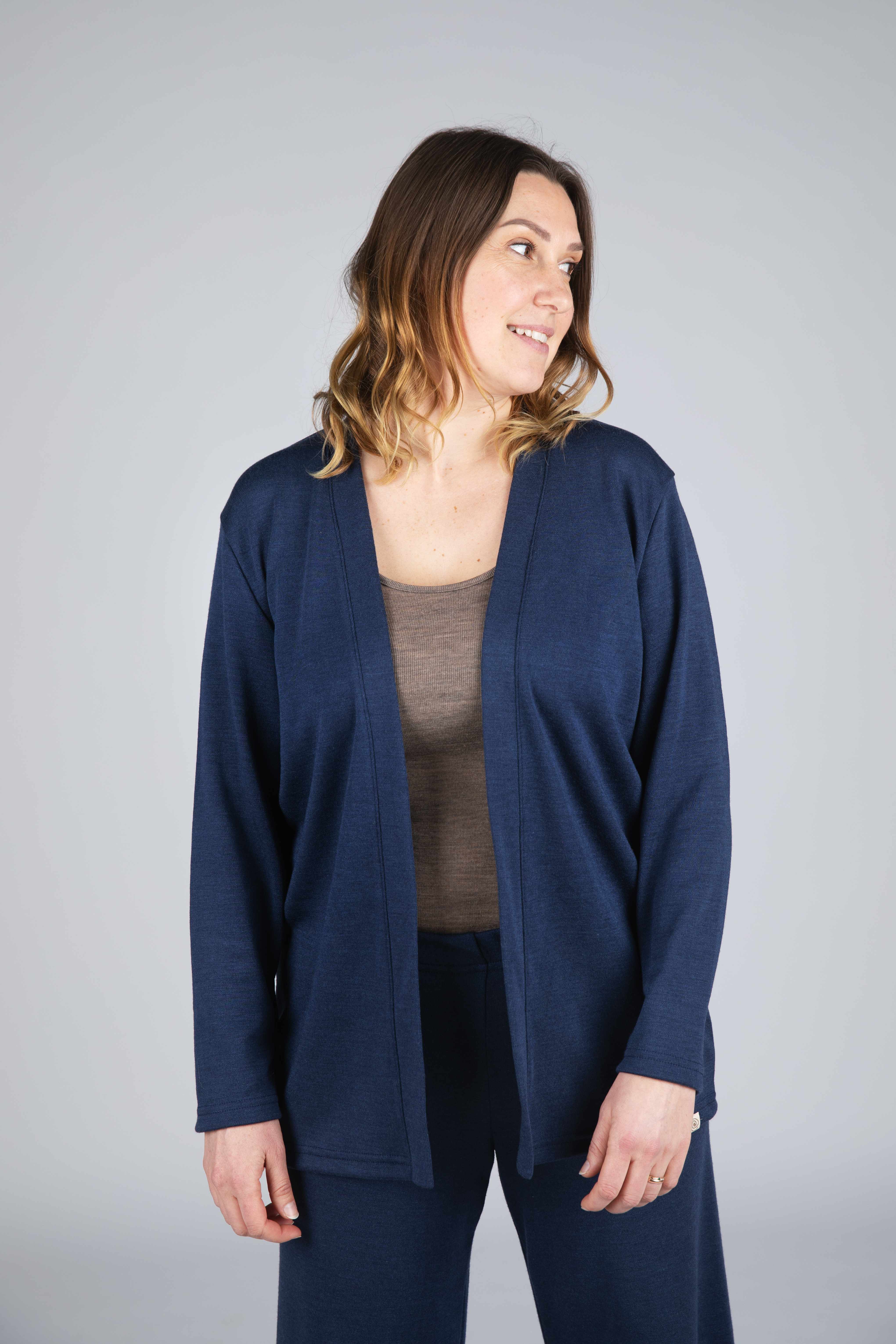 Women's merino wool & silk cardigan, GOTS