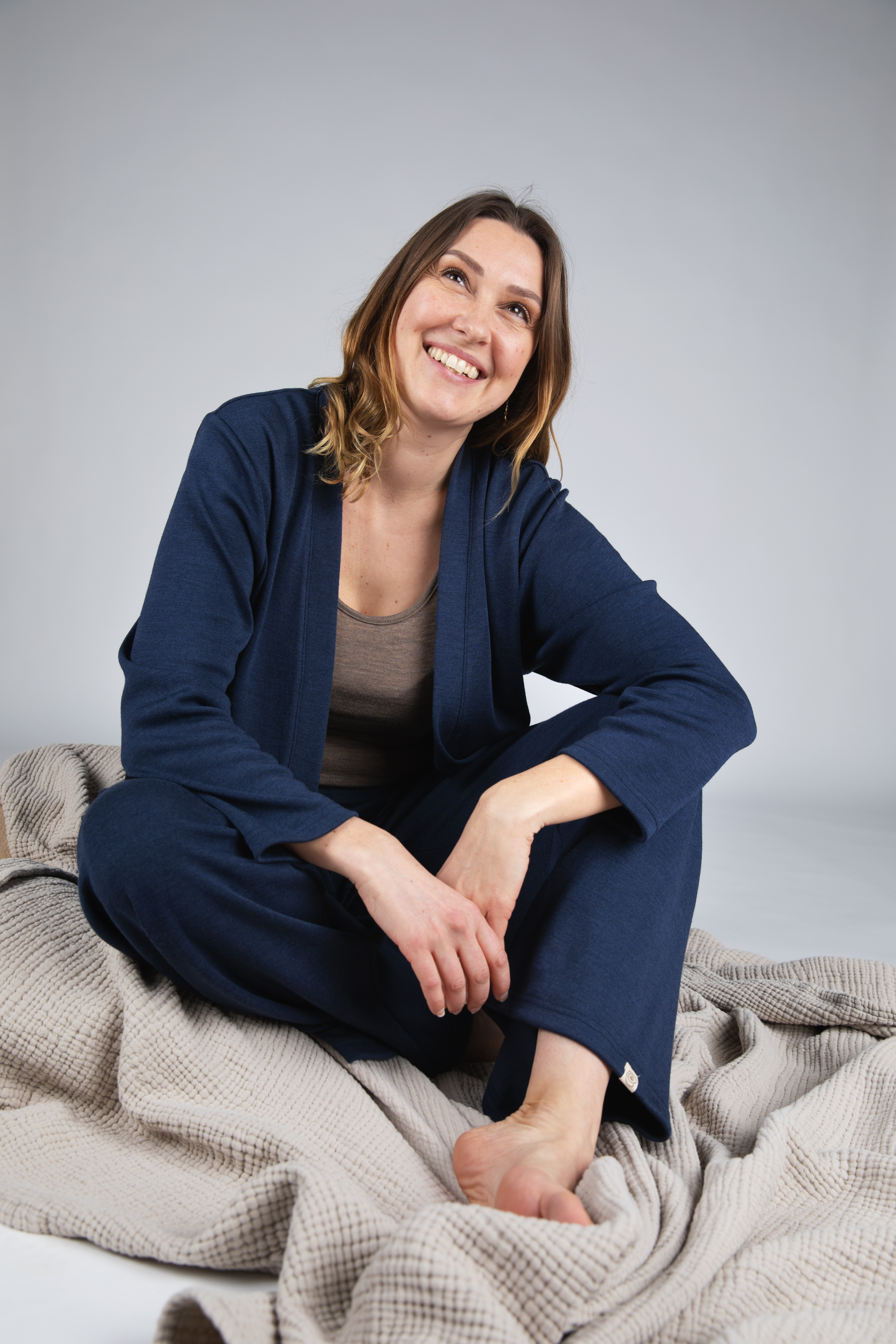 Women's merino wool & silk cardigan, GOTS